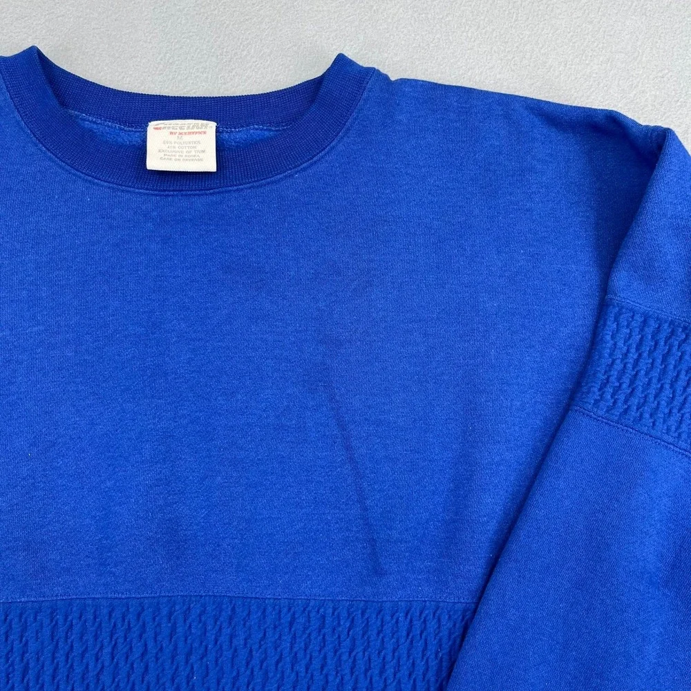 Vintage‎ Cheetah by Mervyns Blue Textured Crewneck Sweatshirt Mens Medium 90s